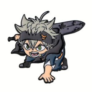 Black clover enamel pin, Asta anime brooch